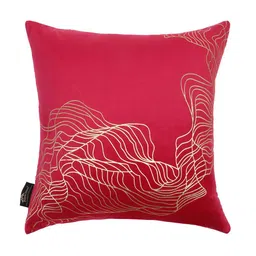 HOSTA HOMES Maroon & Gold-Toned Set of 2 Abstract Velvet Square Cushion Covers image 4