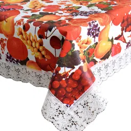 Kuber Industries Red & White Printed 6-Seater Waterproof Cotton Table Cover image 4