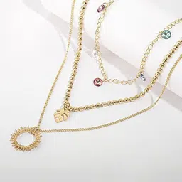 DESTINY JEWELS Gold-Plated Tocona Multilayar Sun Chokernd Necklace image 3