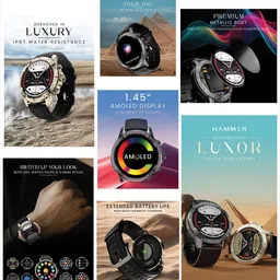 HAMMER Gold Luxor 1.45" AMOLED Display Smart Watch with Round Dial, Bluetooth Calling image 5