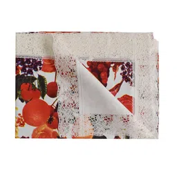 Kuber Industries Red & White Printed 6-Seater Waterproof Cotton Table Cover image 3