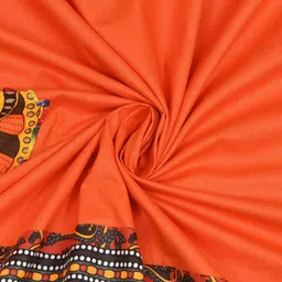 JAIPUR FABRIC Orange & Black Ethnic Motifs 240 TC Cotton Queen Bedsheet & 2 Pillow Covers image 2