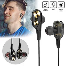 Raptas Headphone 4D Deep Bass Stereo Earphone Dual Driver Sport Wired Headset with c for All Smartphone image 3