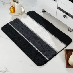 Saral Home TRIS Soft Thick Anti-Skid Bath Mats Stripe - Black-picture-19