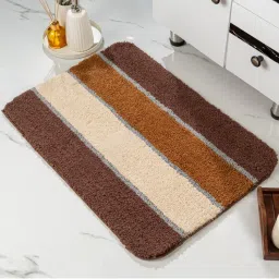 Saral Home TRIS Soft Thick Anti-Skid Bath Mats Stripe - Brown-picture-34