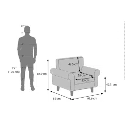urban ladder create Oxford 1 Seater Fabric Sofa in Olive Green Colour image 5