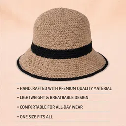 hair drama co. Crochet Bucket Hat for Women | Comfy & Casual Knit Handmade Foldable Floppy Hat | Summer Crochet Bucket Cap for Women & Girls image 3
