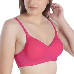 mk stylish Combo Pack of 3 Women's Cotton Blend Lightly-Padded Wirefree Full Coverage T-Shirt Bras image 4