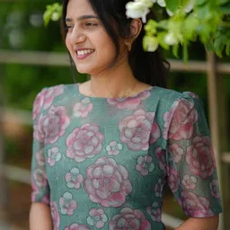 sun fashion and lifestyle Women's Chanderi Stitched Printed Kurti image 5