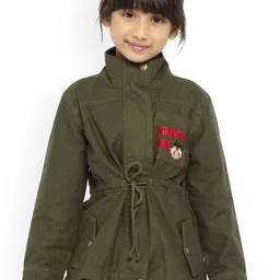 UNDER FOURTEEN ONLY Girls Green Cotton Tailored Jacket-image-92
