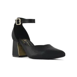 London Rag Black Women Pointy-Toe Flared Block Sandal Heels-image-6