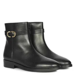 Saint G Womens Black Leather Gold Buckle Decor Casual Boots-image-51