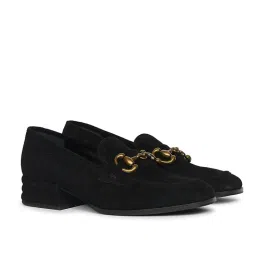 Saint G Womens Black Suede Leather Loafers-image-60