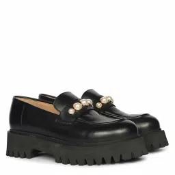 Saint G Womens Black Leather Loafers-image-49