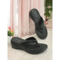 ELLE Womens Fashionable Black Color Comfortable Solid Slip-On Sandals image 3