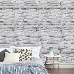 Jaamso Royals Grey Stone Grain Print Self-adhesive & Waterproof Peel & Stick Wall Sticker-image-36