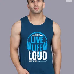 SLOWLORIS Pack Of 2 Printed Sleeveless Gym Vests SL26 COMBO (LOUD PEACOCK) (ADV BLKGRY) image 1