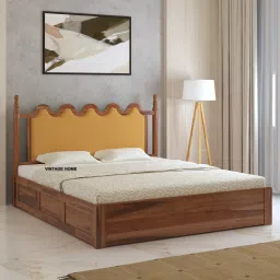 Tavora Sheesham Wood Queen Size Bed With Box Storage In Provincial Teak Finish-image-90