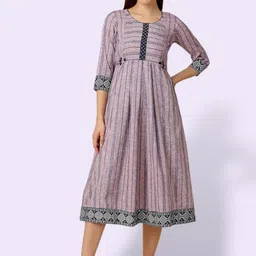 dummy shape Feeding Kurtis for Women Cotton | Maternity Flare Gown with Dual Nursing Zippers for Pre & Post Pregnancy | Gifts for Pregnant Women image 4