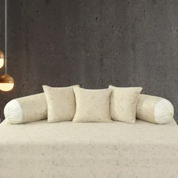 Bajo's Cream Set Of 6 Self-Design Velvet Diwan Set-picture-16