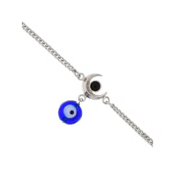 Voylla Evil Eye Hanging Bead With Shiva Moon Silver Oxidized Bracelet image 4