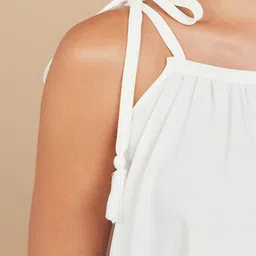 Styli White Tie Strap Sleeveless Square Neck Cami Top image 4