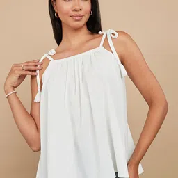 Styli White Tie Strap Sleeveless Square Neck Cami Top image 2