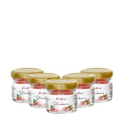 eCraftIndia Set of 5 Red Strawberry Scented Minijar Candle image 3
