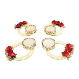 Special You White & Red 8 Pieces Tea Light Candles With Rose Candle Holders-picture-5