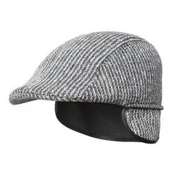 Zacharias Men Self Design Woollen Ascot Cap With Earmuff-picture-17