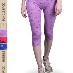 FRENCH KLEIDER Girls Pack of 3 Printed Skinny Fit Cotton Lycra Capris-picture-48