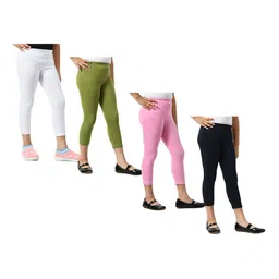BAESD Girls Pack Of 4 Skinny Fit Cotton Lycra Capris-picture-40