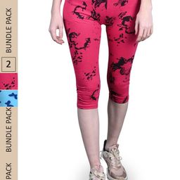 FRENCH KLEIDER Girls Pack Of 2 Printed Skinny Fit Cotton Lycra Capris-picture-29