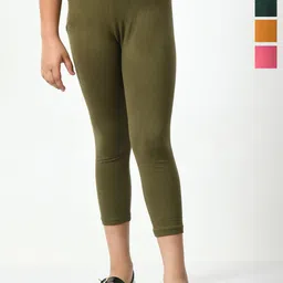 BAESD Girls Pack Of 4 Mid Rise Cotton Capris-image-4