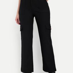 Next One Women Smart Straight Fit High-Rise Easy Wash Stretchable Corduroy Cargos-picture-43