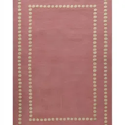 LITTLELOOMS Pink & Beige Polka Border Hand-Tufted Rectangular Woollen Carpet image 2