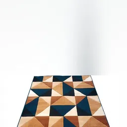 SANA CARPET Teal & Brown Geometric Handmade Cotton Carpet image 3