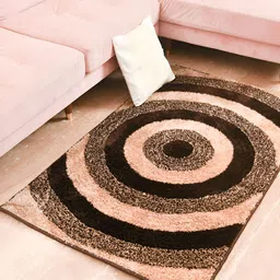 FABURAA Brown Geometric Anti Skid Cotton Carpet-image-35