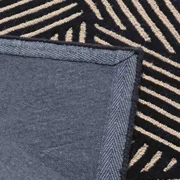 PRESTO Black & Beige Geometric Hand Tufted Wool Anti-Skid Carpet image 4