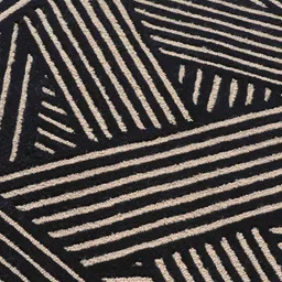 PRESTO Black & Beige Geometric Hand Tufted Wool Anti-Skid Carpet image 5