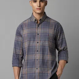 Louis Philippe Sport Tartan Checks Button-Down Collar Slim Fit Cotton Casual Shirt-picture-13