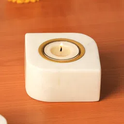 agromommy LuxeMarb Set of 2 Tea Light Candle Holders in Marble | Decoration Item for Table and Home | Best for Christmas and Festive Decoration | Modern and Minimal Design image 2