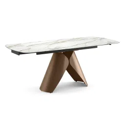 urban ladder Aeris Ceramic 6 to 8 Seater Extendable Dining Table in Gilded White image 3