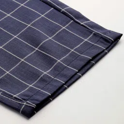 SOJANYA Men Navy Blue & White Smart Regular Fit Checked Trousers image 3