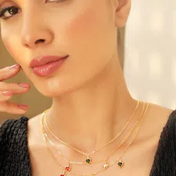 Rubans Voguish 18K Gold-Plated Crystal Zirconia Studded Layered Necklace & Chain image 2