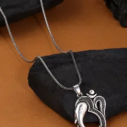Natures Buggy Men Silver-Toned Brass Silver-Plated Oxidised Chain-picture-14