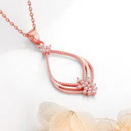 GIVA 925 Sterling Silver Rose Gold-Plated CZ-Studded Pendant With Link Chain-picture-14