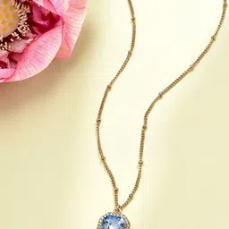 AMI Women Gold-Plated & Blue Rhinestone & Austrian Diamonds  Pendant Chain-picture-27