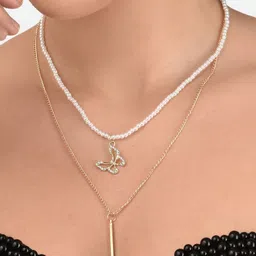 AMI Gold-Toned & White Gold-Plated Layered Chain-picture-19