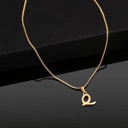 Estele Gold-Plated Initial Q Pendant With Chain-picture-36